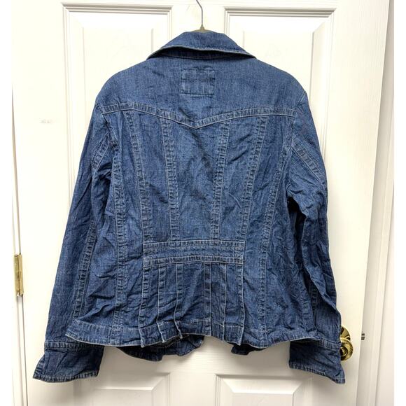 Tria Jean Jacket Fitted Floral Silver-toned Buttons XL - Picture 2 of 9